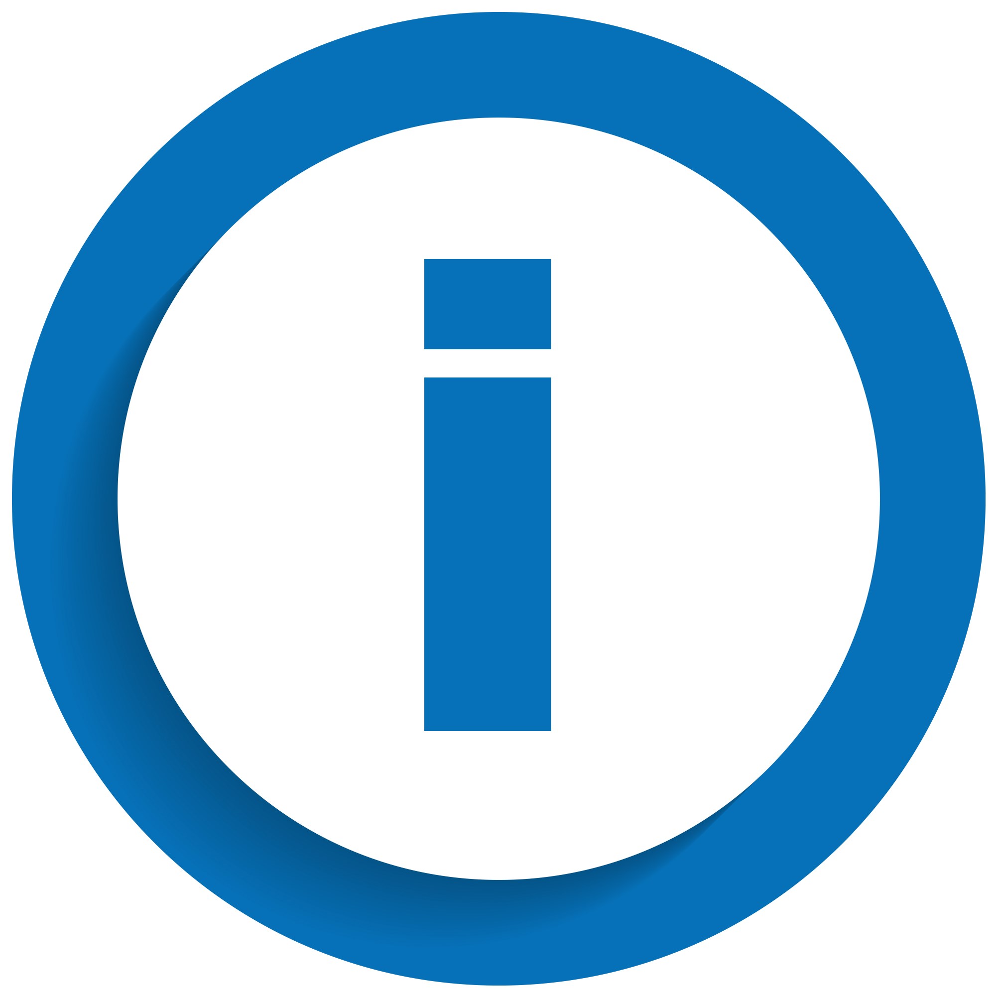 Ikon med blå bokstav i på en vit cirkel som är ovanpå en blå cirkel