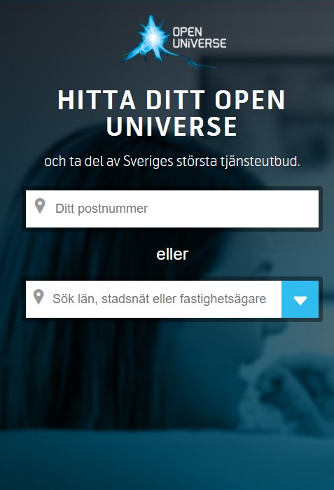 Skärmdump som visar formulärfält på Open Universe webbplats