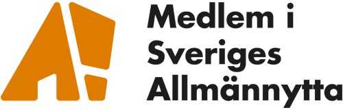 Sveriges Allmännytta logo med texten Medlem i Sveriges Allmännytta