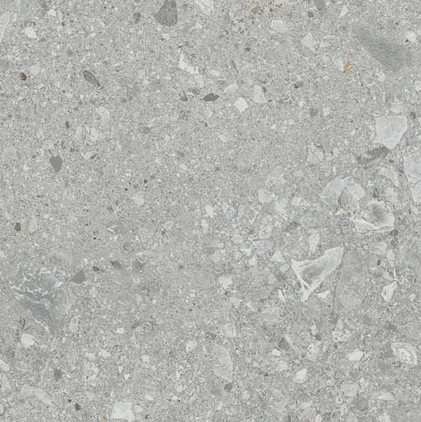 Ljusgrå klinker av typen terrazzo