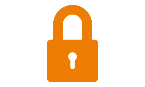 Ikon av ett stängt hänglås i orange färg